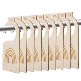 Set of 9 Size Dividers Wooden Baby, 50 to 98 cm Cabinet Dividers for Newborns, Baby Clothes Wardrobe Divider, Clothes Sizes Separator Baby with Rainbow Design, Ideal for Organising the Wardrobe