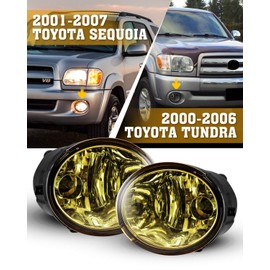 AUTOFREE Fog Lights for Tundra 2000-2006 (Not Fit Steel Front Bumper Models) Sequoia 2001-2007 with Bulbs 9006 12V 51W Driving Lamps Replacement Wiring Kit & Switch-1 Pair (Yellow Lens)