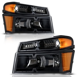 AUTOSAVER88 Headlights Assembly Compatible with 2004-2012 Chevy Colorado GMC Canyon, 2006-2008 Isuzu i-Series Replacement Black Headlight Housing Amber Reflector Clear Lens with Bumper Lights