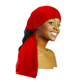 DONNA Soft Satin Long Wrap Scarf 58" x 14", Silk Hair Wrap for Sleeping Head Wrap for Women, Headband for Women RED Color
