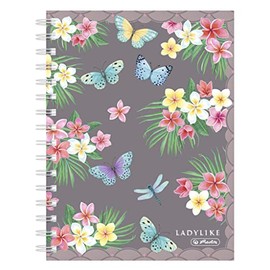 Herlitz 1 x A5 Ladylike Butterflies Spiral Boutique Book - 100 Sheets Squared