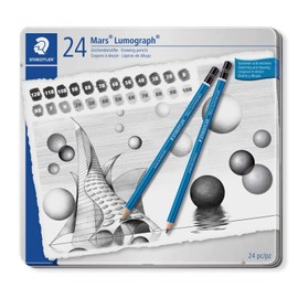 Staedtler Mars Lumograph Grade Pencils Set of 24 24 Degrees from 10H to 12B Black