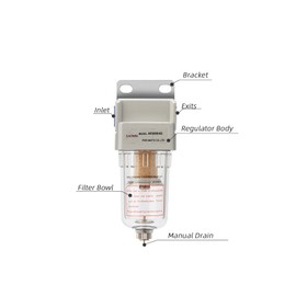 LNCHKA Air Compressor Water Separator 1/4”NPT,Compressed Air Line Filter,Air Dryer for Compressor AF2000-02,5 Micron Brass Element,Manual Drain,Bracket
