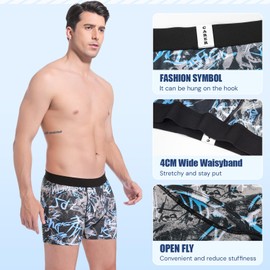 Carer Washable Incontinence Underwear for Men Reusable Mens Urinary Incontinence Box Briefs for Bladder Leak Protection 100ml Front Absorbency Cotton Leakproof Underwear Pattern 3XL