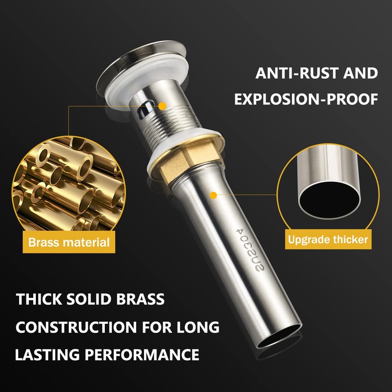 Yodel Faucet Bathroom Sink Drain without Overflow - 1 1/2"