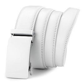 Lingli Men's Belt Ratchet Dress Belt with Automatic Buckle Brown/Black-Trim to Fit-35mm wide-0051-120-White