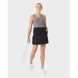 32 Degrees Cool Women's Stretch Woven Skort | Slip-On | Elastic Waistband | Office | Tennis | Golf, Black, Large