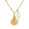 HETICA Shell Pearl Pendant Necklace Titanium Steel Hypoallergenic Ocean Inspired