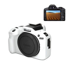 Pocoukate Case for Canon EOS R100 Camera, Soft Silicone Protective Cover Skin with EOS R100 Screen Protector Accessories for Canon EOS R100 Mirrorless Camera Silicone Case - White