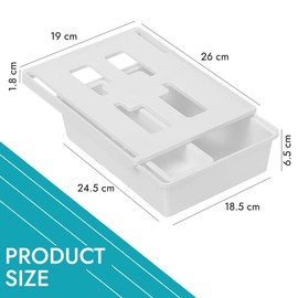 BIOPRONEXT Self Adhesive Under Desk Drawer Slide Out - Hidden Under Desk Storage Drawers - Attachable Drawer Under Desk Organizer with Sliding Bin for Office, Classroom, Home Desk (Medium, White)
