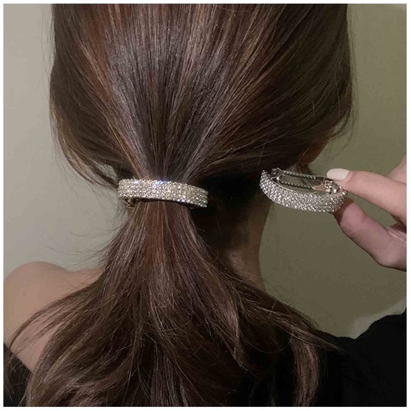Yheakne Boho Crystal Hair Clip Barrette Geometric Hair Holder Clip Pin Vintage Hair Clip Bun Holder Alloy Hair Clip Decorative Hair Accessories for Women and Girls Gifts