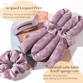 YANIBEST Rizador De Pelo Sin Calor Rizos Sin Calor De Leopardo Para La Noche Rizadores De Pelo Para Dormir Rulos Suaves Para El Pelo(Morado) Amatista