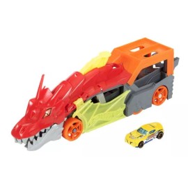 Hot Wheels Pista de autos Hot Wheels City Remolque de Dragón Dragón color rojo/gris