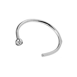 PiercedOff 316L Surgical Steel Nose Hoop with Clear CZ Gem - Thickness 20GA (0.8mm) / Diameter 8mm / Gem Size 2mm