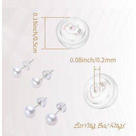 925 Sterling Silver Earring Backings Silicone Earring Backs Stuck, Hypoallergenic Ear Stoppers, Earring Safety Backs, Silver with silcone 6 Pairs