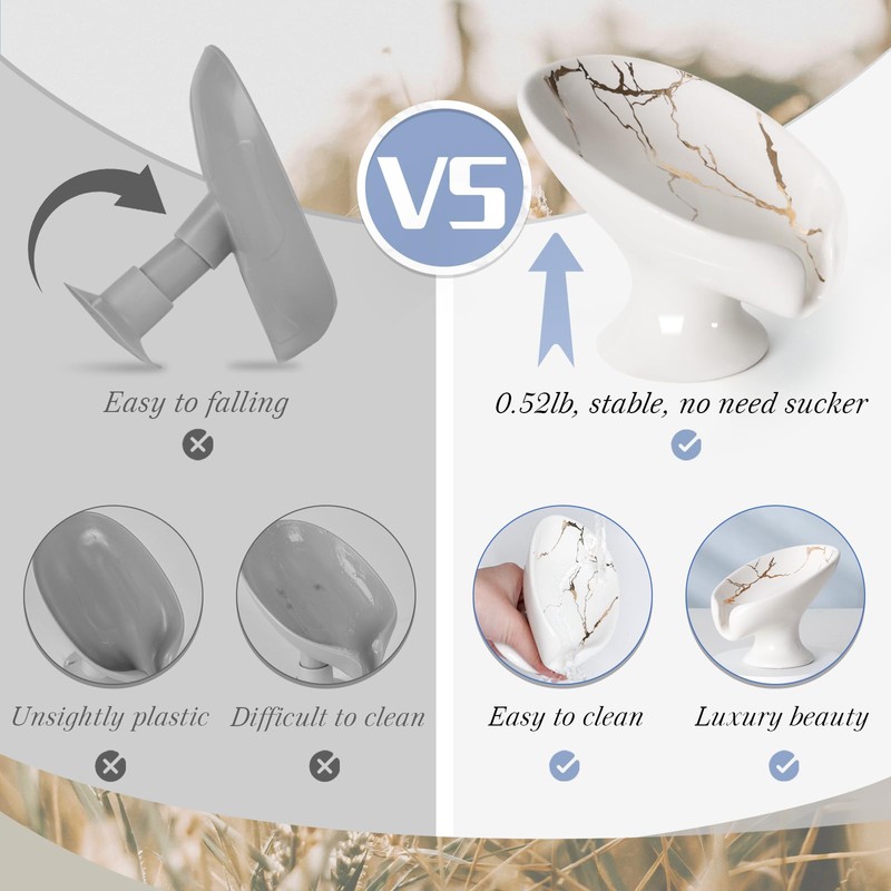 Soap Dish, Soap Holder Self Draining Leaf Shape Soap Dishes,