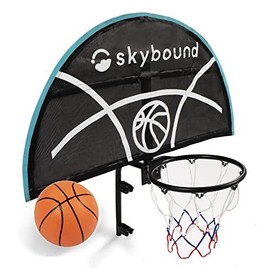 SkyBound Trampoline Basketball Hoop Attachment with Mini Basketball and Pump - Compatible with All Straight Pole Trampolines - Safety Hardware - Easy to Assemble - Fits for Straight Pole Only - Color: Standard