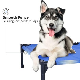 FIOCCO Elevated Dog Bed - Dog Cot with Chew Proof Mesh for XX-Large Dogs, Waterproof Washable Raised Pet Bed, Portable Pet Bed for Outdoor Use, Dogs Cot Beds, Blue