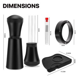 3PC Espresso Machine Accessories, Coffee Tamper Set Including 0.35mm WDT Tools,51mm Magnetic Espresso Dosing Funnel,Silicone Coffee Tamper Mat