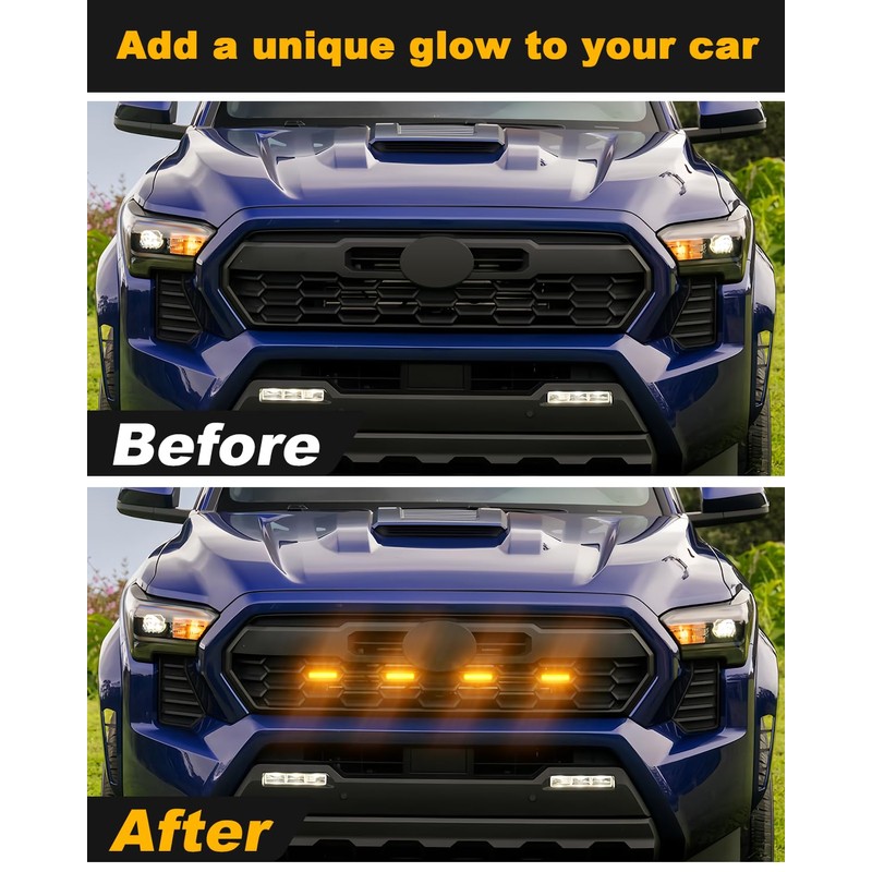 Amber Grill Lights for 2024 Toyota Tacoma LED Grille Lights