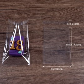 TEMLQPACK 200Pcs 4 x 6Inch Cellophane Bag Cookies Bags Soap Bags Chocolate Covered Oreo Bags Macaron Bags Browine Bags Truffle Treat Candy Gift Cello Bag for Party Favor Bags Wedding Christmas