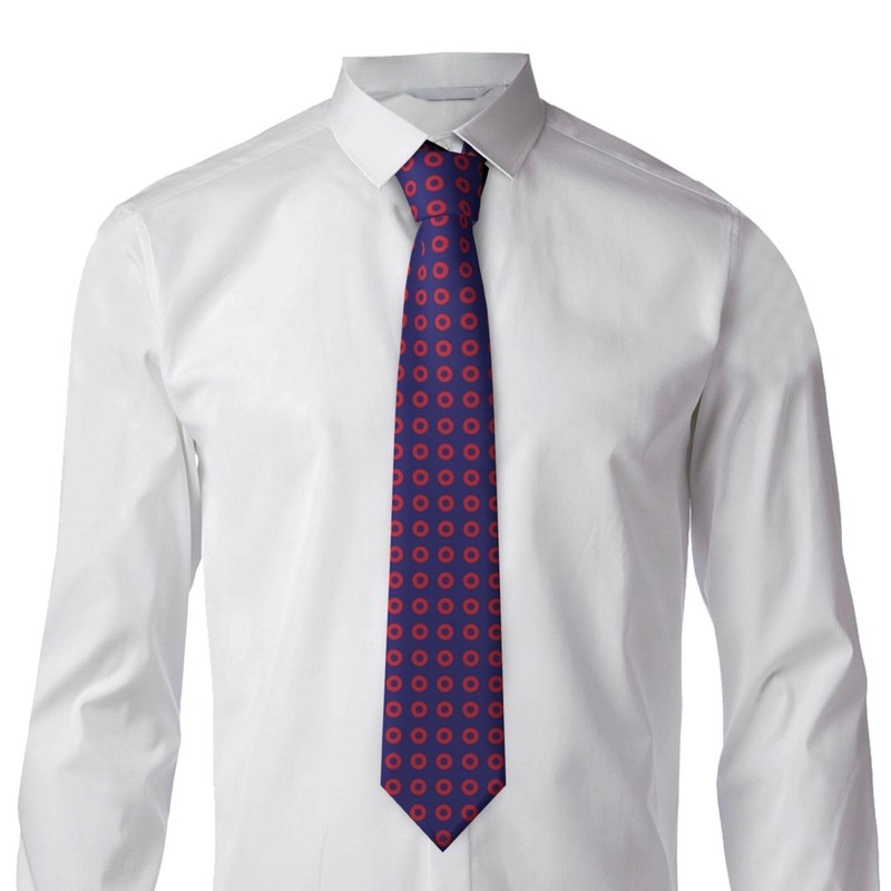 GUCGUSY Phish Red Donut Circles On Blue Mens Tie Men's