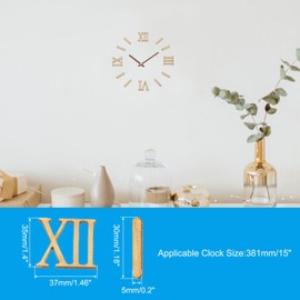 PATIKIL Wooden Clock Numbers Kit, 1.38inch Self Adhesive Clock Numbers Accessories for DIY Digital Clock Number Replacement Parts, Roman Numerals/Vertical Bars