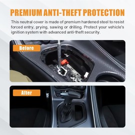 DRIVE PULSE Neutral Cover Plate for Dodge Challenger 2015-2023, Anti-Theft Device with Tamper-Proof Screws, for SRT Hellcat, Scatpack 392, Daytona Accessories, Black Heavy Duty Metal Guard