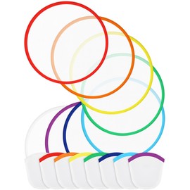 Gejoy 24 Pieces Rainbow Edge White Foldable Fan Handheld Compact Cooling Fans for Outdoor Games for Women Girls Daily Use Festival Wedding Christmas New Year Party Favors Decorations Portable