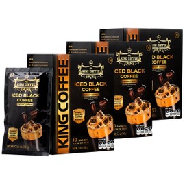 King Coffee Iced Black Instant Coffee - Finely Ground Robusta and Arabica Blend from Vietnam | 10 Sachets (0.56 oz/16g each) | 5.6 oz (Pack of 3)