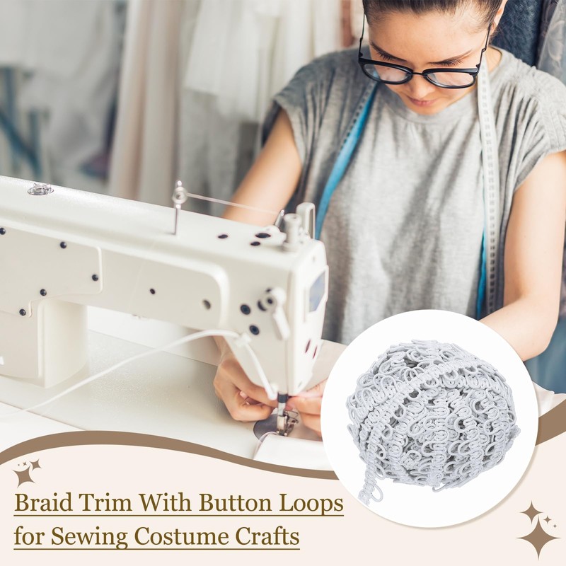 sourcing map 4 Yard Braid Trim with Button Loops, 5/8