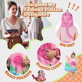 MIZZEO Kids Wearable Blanket Hoodie, Oversized Sherpa Wearable Blanket with Hood Pocket and Sleeves for Toddlers, Cute Hoodies 2-6 Year Old Girls Boys Youth Birthday Gifts (Bird)