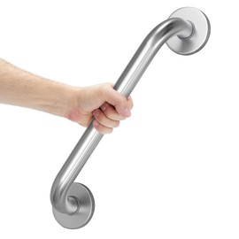 AmazerBath Shower Grab Bars for Seniors Anti Slip, Bath Safety Grab Bar for Needy, Stainless Steel Bathroom Safety Grab Bars, Thickened Bar Bigger Base Holds 500LBS, 16" L x 1.25" D, Brushed Nickel