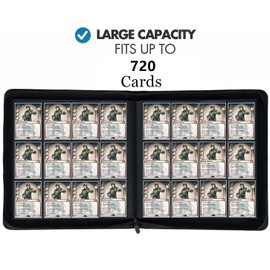 superaimi 12 Pocket 720 Pockets Trading Card Binder, Ringless Side Loading Card Holder Album, Trading Card Album Fit for YuGiOh, MTG, TCG, Game Cards, Sports, Business Cards (Orange)