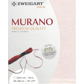 Zweigart Zählstoff MURANO Precut 32 ct. 3984 Farbe 4115 blass rosa, Handarbeitsstoff für Stickerei 48x68 cm