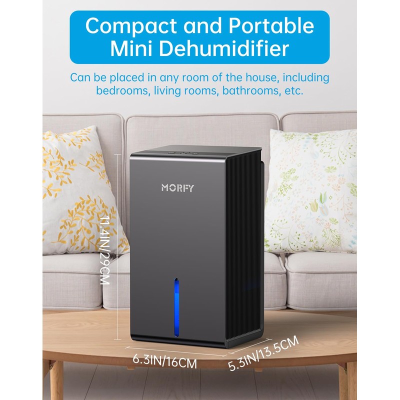 MORFY Dehumidifier, Small Dehumidifier for Bedroom Bathroom RV with Auto