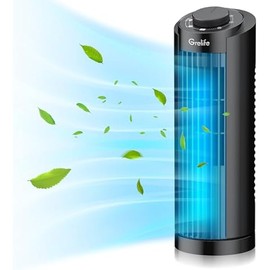 Grelife Tower Fan, 70° Oscillating Fan with 3 Speeds, Fast Cooling, Quiet Operation, Portable Bladeless Fan, 13" Desk Tower Fan for Bedroom Home Office Desktop
