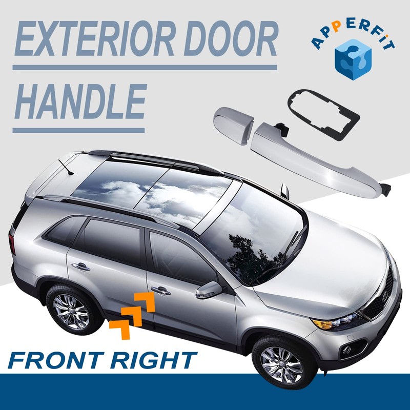 APPERFiT Exterior Door Handle Chrome w/Gasket Pad Compatible with Kia