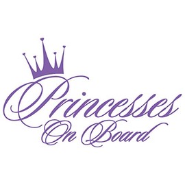Princesses on Board Cool Little Sisters Crown Girl Car Window Vinyl Decal Sticker (PB-03) (Lavender, 11.5 inches x 7 inches)