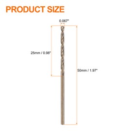 sourcing map 12pcs Cobalt Drill Bit, #51 0.067" HSS-CO Aircraft Twist Drill Bit with Straight Round Shank for Drilling Stainless Steel Cast Iron Tough Material