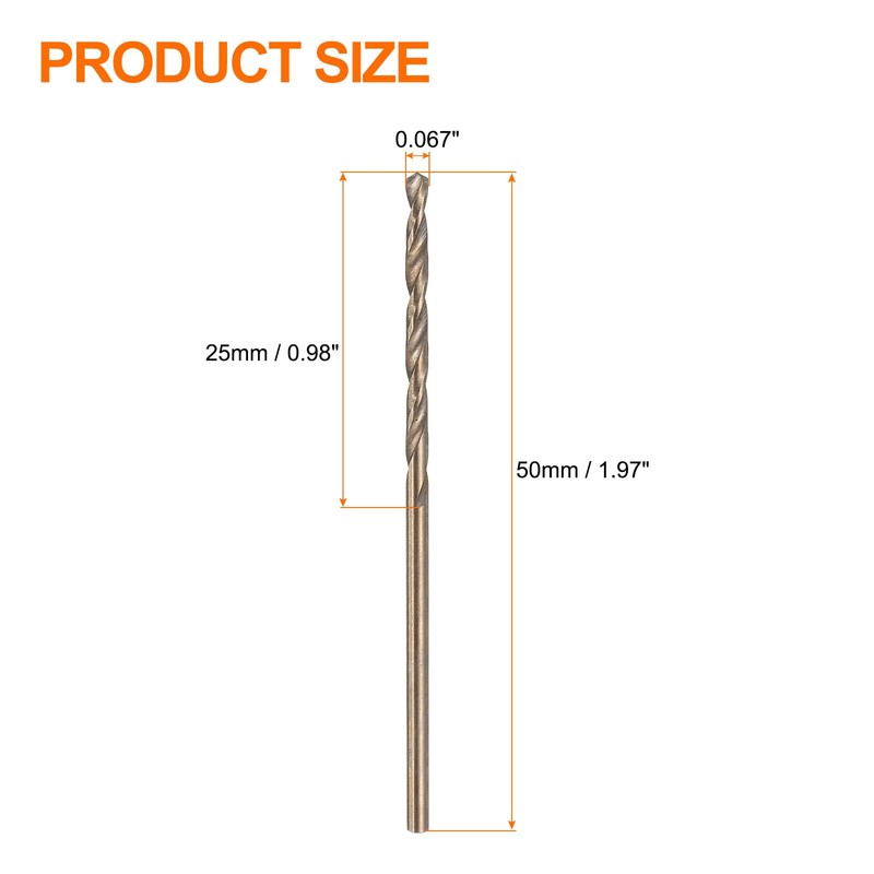 sourcing map 12pcs Cobalt Drill Bit, #51 0.067" HSS-CO Aircraft