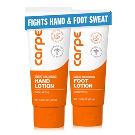 Carpe Antiperspirant Hand and Foot Lotion Package Deal (1 Hand and 1 Foot Tube - Save 17%), Stop Sweaty Hands and Sweaty, Smelly Feet, Dermatologist-Recommended, Most-Popular