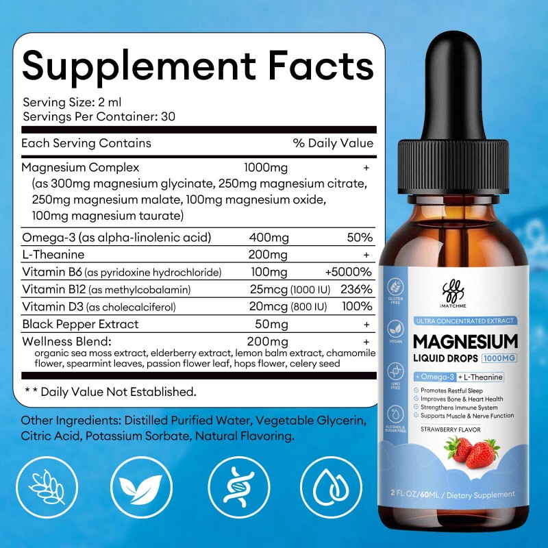 MM iMATCHME 2x Magnesium Glycinate Drop High Absorption Support Nerves