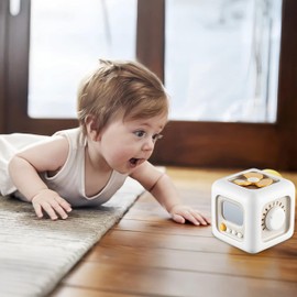 Montessori Busy Cube, Grey Activity Cube for 1 Year Old, Sensory Toys for Babies 6-12-18 Months, Travel Toys for Toddlers 1-3, 1st Birthday Gifts Boy Girl, Fine Motor Skills