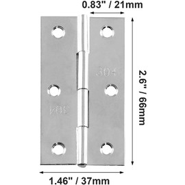 Biaungdo 3 Inch Butt Hinge, Stainless Steel Folding Butt Hinges, Cabinet Mini Hinges Small Box Hinges Door Hinge Rectangle, Pack of 10