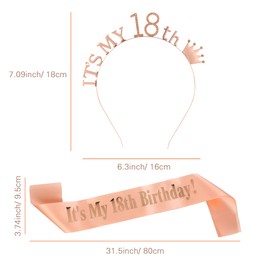 NiCoLa Birthday Sash and Tiara 18th Birthday Tiara and Sash, Gold It's My 18th Birthday Sash with Crown for Girls Birthday Party Small Gifts