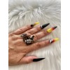 Feral Edge “Shiny Sunset” Press-on Glue-on Long Stiletto Nails 24pcs