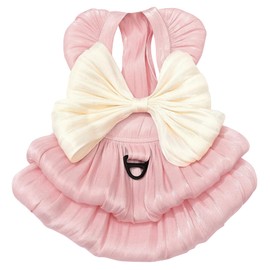 Dog Princess Dresses for Small Dogs Cat Bow Dress with Ring Dog Girl Clothes Cute Puppy Tutu Skirt Doggy Summer Costume Pet Outfits for Shih Tzu Yorkie Chihuahua Clothe (Pink, XL(5-6kg))