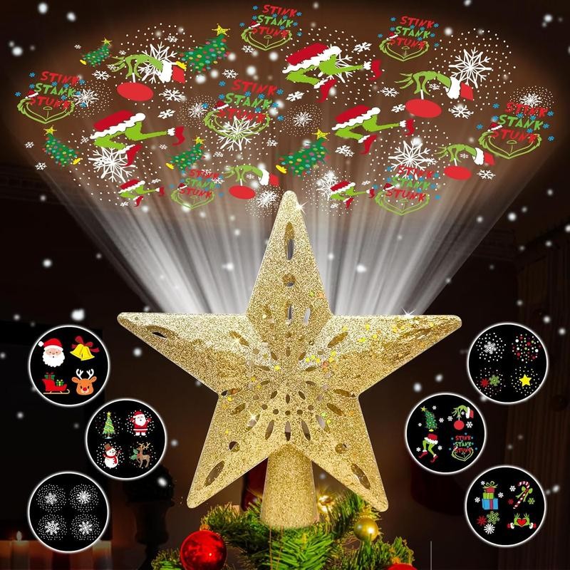 Christmas Tree Topper Star Lighted with 6 Projection Modes Projector