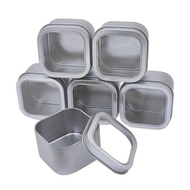 WESTKAIBA 6 x Tin Box Tins Mini Boxes, Metal Storage Boxes with Covers, Perspective Square Containers, Small Items Storage, Food Boxes, Silver